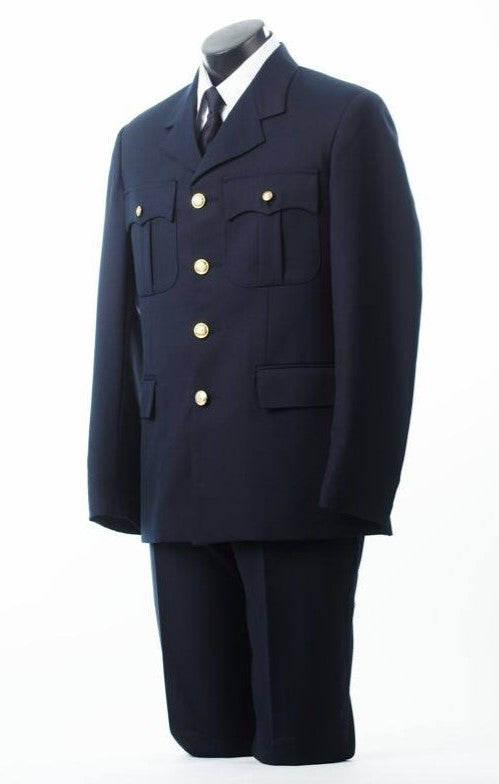 Mens Single Breasted 4 Button Navy Tunic Jacket