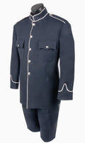 Mens Navy Peace Officer High Collar Jacket with Grey Trim